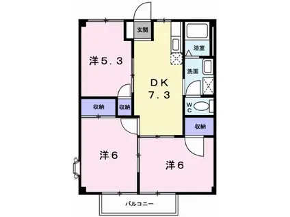 アメニティYUKI(3DK/2階)の間取り写真