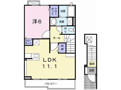 アウローラ玉手2A(1LDK/2階)の間取り写真
