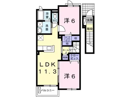 マリッチ赤穂A(2LDK/2階)の間取り写真