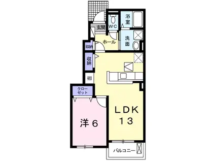インプレスⅡ(1LDK/1階)の間取り写真