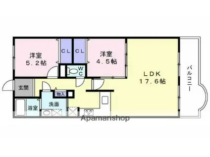 高砂アーバンコンフォート(2LDK/10階)の間取り写真