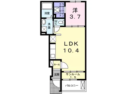 テラエスペランサ B(1LDK/1階)の間取り写真