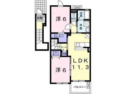 シーズンズコンフォートⅡ(2LDK/2階)の間取り写真