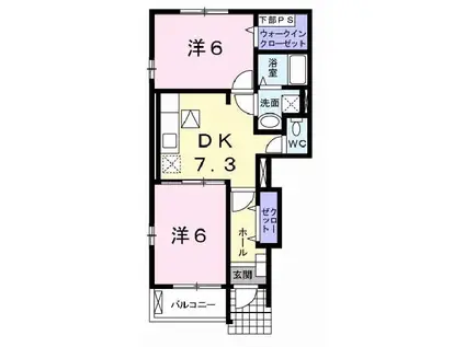 ラフィネメゾン(2DK/1階)の間取り写真