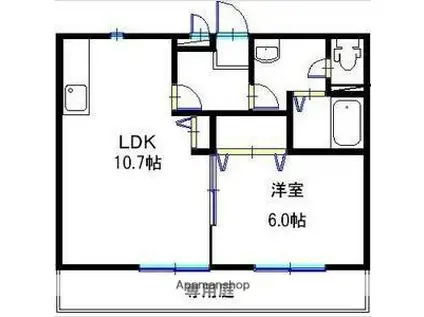 プランドール(1LDK/1階)の間取り写真