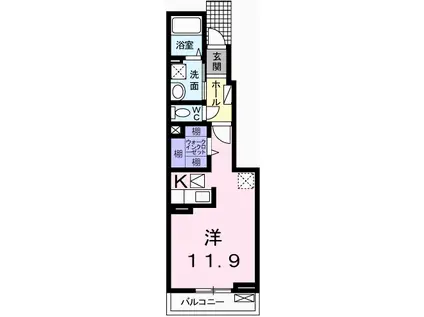 メゾン ロングフィールド(1K/1階)の間取り写真