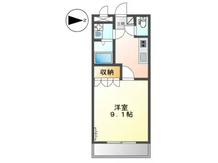 ヴェルジュール御着(1K/3階)の間取り写真