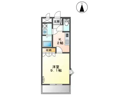 レインボーパレスⅠ(1K/2階)の間取り写真