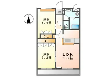 コンフォルトスクエアー(2LDK/2階)の間取り写真