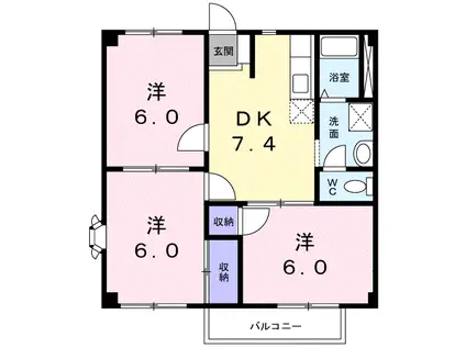 ブルースカイ今宿(3DK/1階)の間取り写真