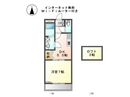 ガーデンホームオーブ(1DK/2階)の間取り写真