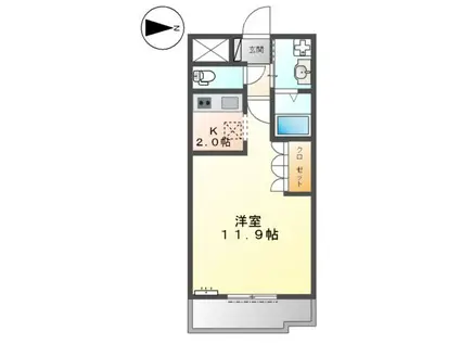 グランドールヒメジ(1K/1階)の間取り写真