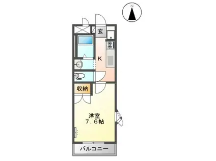 ベネッセ・黒川(1K/2階)の間取り写真