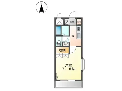 グランディール姫路(1K/2階)の間取り写真