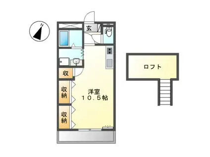 リバーサイドビレッジ(ワンルーム/2階)の間取り写真