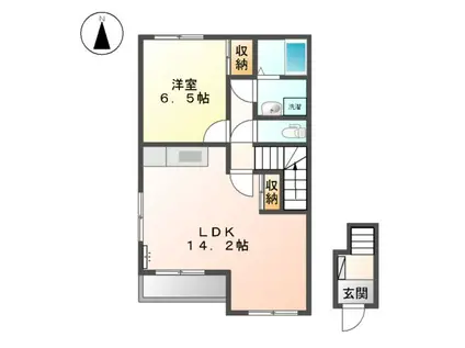 メゾンミルキーウェイⅡ(1LDK/2階)の間取り写真