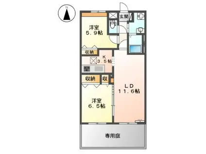 アンプルール(2LDK/1階)の間取り写真