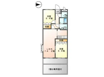 グランチェスタ・ノース(2LDK/1階)の間取り写真