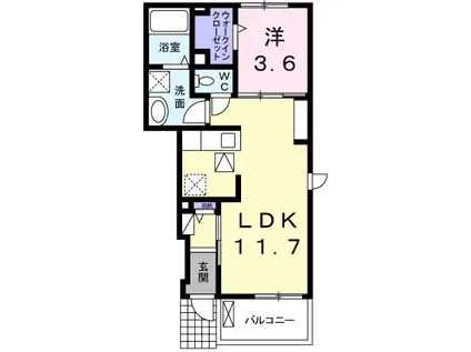 ミーテククルⅡ(1LDK/1階)の間取り写真