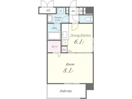アスリート東延末(1DK/3階)の間取り写真