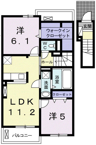 ル・レーブ坂上Ⅱ(2LDK/2階)の間取り写真