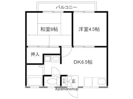 ハイツ白楊(2DK/2階)の間取り写真
