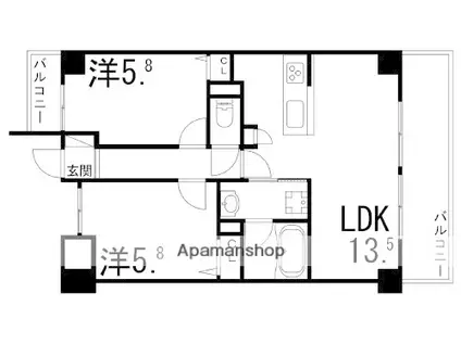 播但線 京口駅 徒歩9分 4階建 築6年(2LDK/3階)の間取り写真
