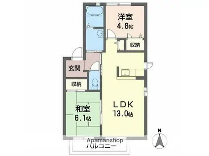メゾンファミーユA棟(2LDK/2階)の間取り写真