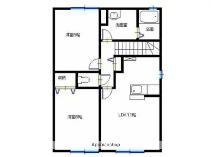 コンフォート高町Ⅰ(2LDK/2階)の間取り写真
