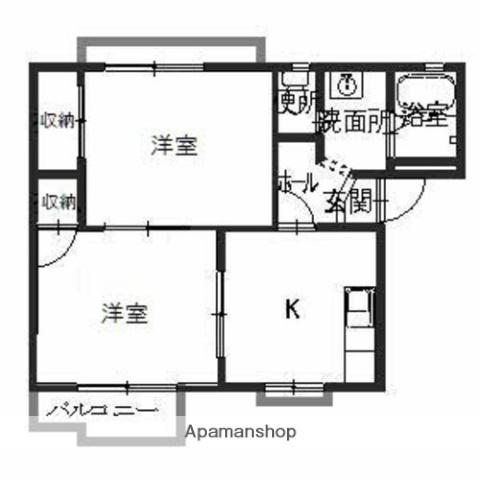 タウニィ上大野 A棟(2K/2階)の間取り写真