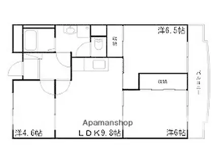 リッチウォーク佃町(3DK/6階)の間取り写真