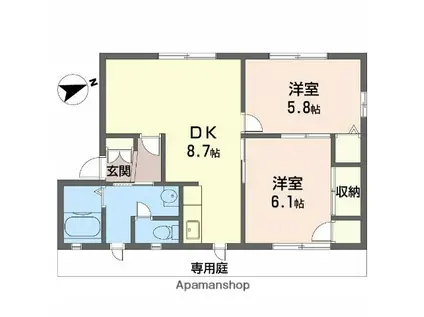 ラヴェール英賀保A(2DK/1階)の間取り写真