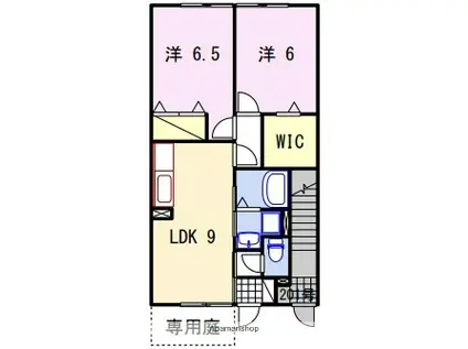 コンフォート佐良和2(2LDK/1階)の間取り写真