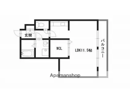 シャレーコート(ワンルーム/3階)の間取り写真