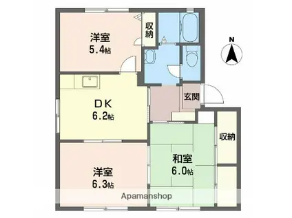 レガート2 A(3DK/1階)の間取り写真