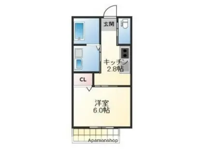 SKハイツ(1K/1階)の間取り写真