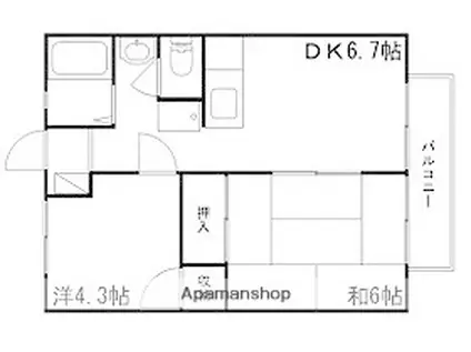 サンシティイシザワ(2DK/2階)の間取り写真