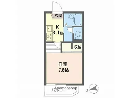 フレグランス汐見台(1K/2階)の間取り写真