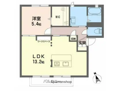 メゾンソレイユA(1LDK/1階)の間取り写真