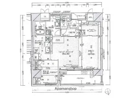 姫路ザ・レジデンス(2LDK/13階)の間取り写真