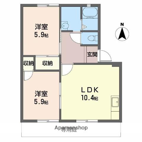 フレグランス静香(2LDK/1階)の間取り写真