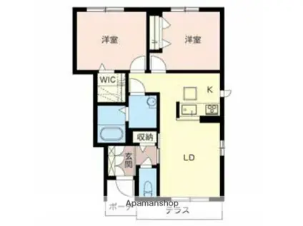 プロヌーブ砥堀(2LDK/1階)の間取り写真