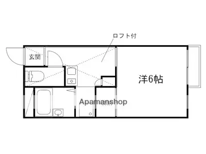 ピーチ書写(ワンルーム/2階)の間取り写真