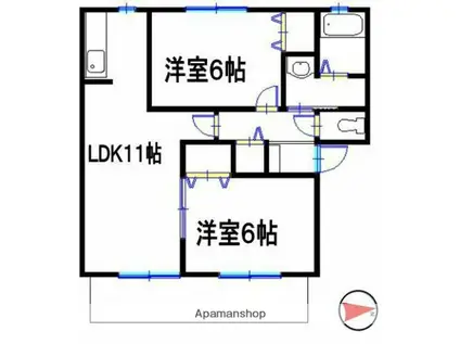 リッツハウスM&R C棟(2LDK/1階)の間取り写真