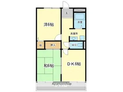 ロイヤルヒルズ北平野(2DK/4階)の間取り写真