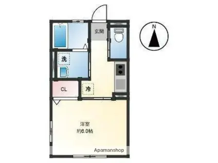 播但線 京口駅 徒歩11分 2階建 築4年(1K/1階)の間取り写真