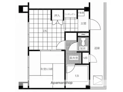 リーダーマンション(1DK/5階)の間取り写真