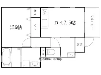 レクエルドパレス(1DK/1階)の間取り写真