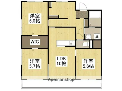 ハイツ赤坂(3LDK/4階)の間取り写真