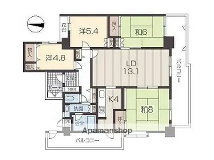 ベルハイツ白鷺Ⅱ(4LDK/8階)の間取り写真